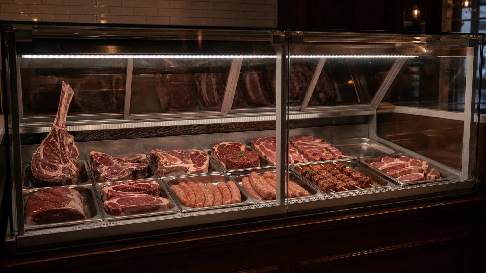 La vitrine de viandes de RG Meat & Co à Sion